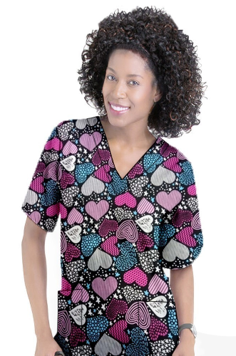 Magical Hearts Printed Top V Neck